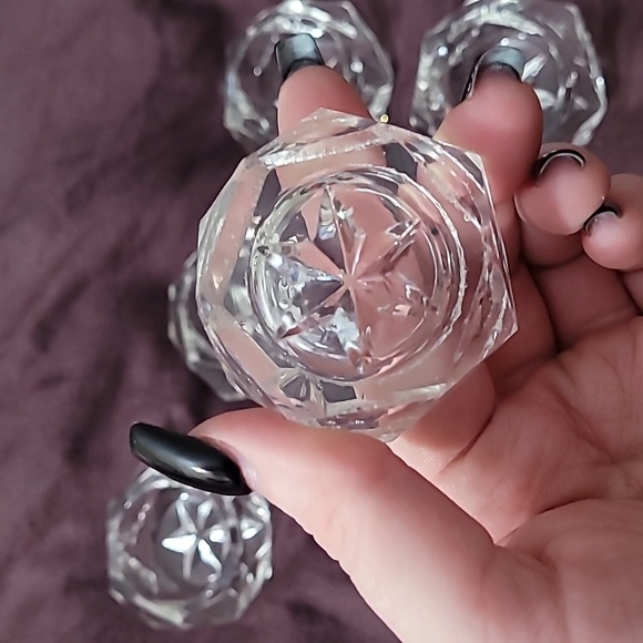 Set of 6, 1930s Vintage Cut Crystal Glass Salt Cellars - Picture 5 of 8